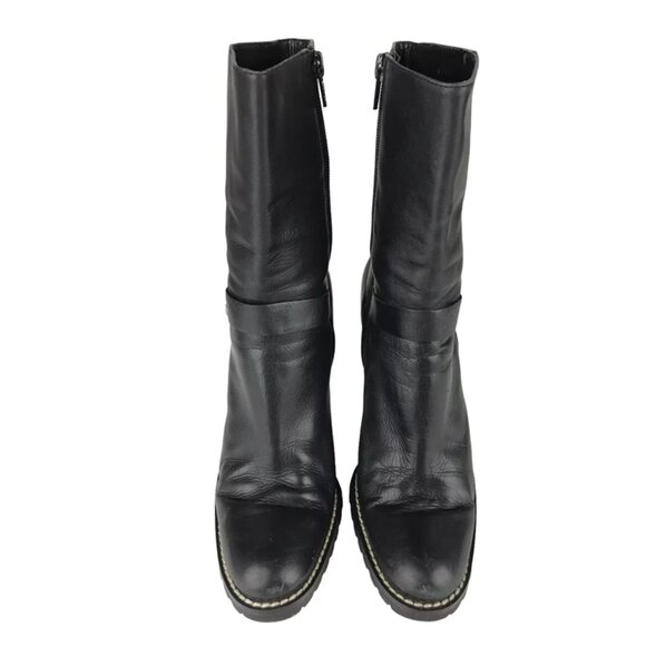 Enzo Angiolini Womens Black Leather Block Heel Mid Calf Booties Size US 6 M - Picture 4 of 11